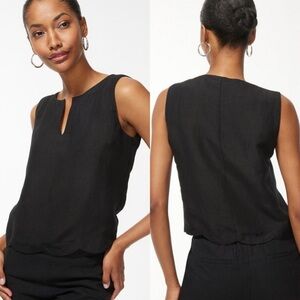 Chico’s | 100% Linen Scalloped Hem Sleeveless Top